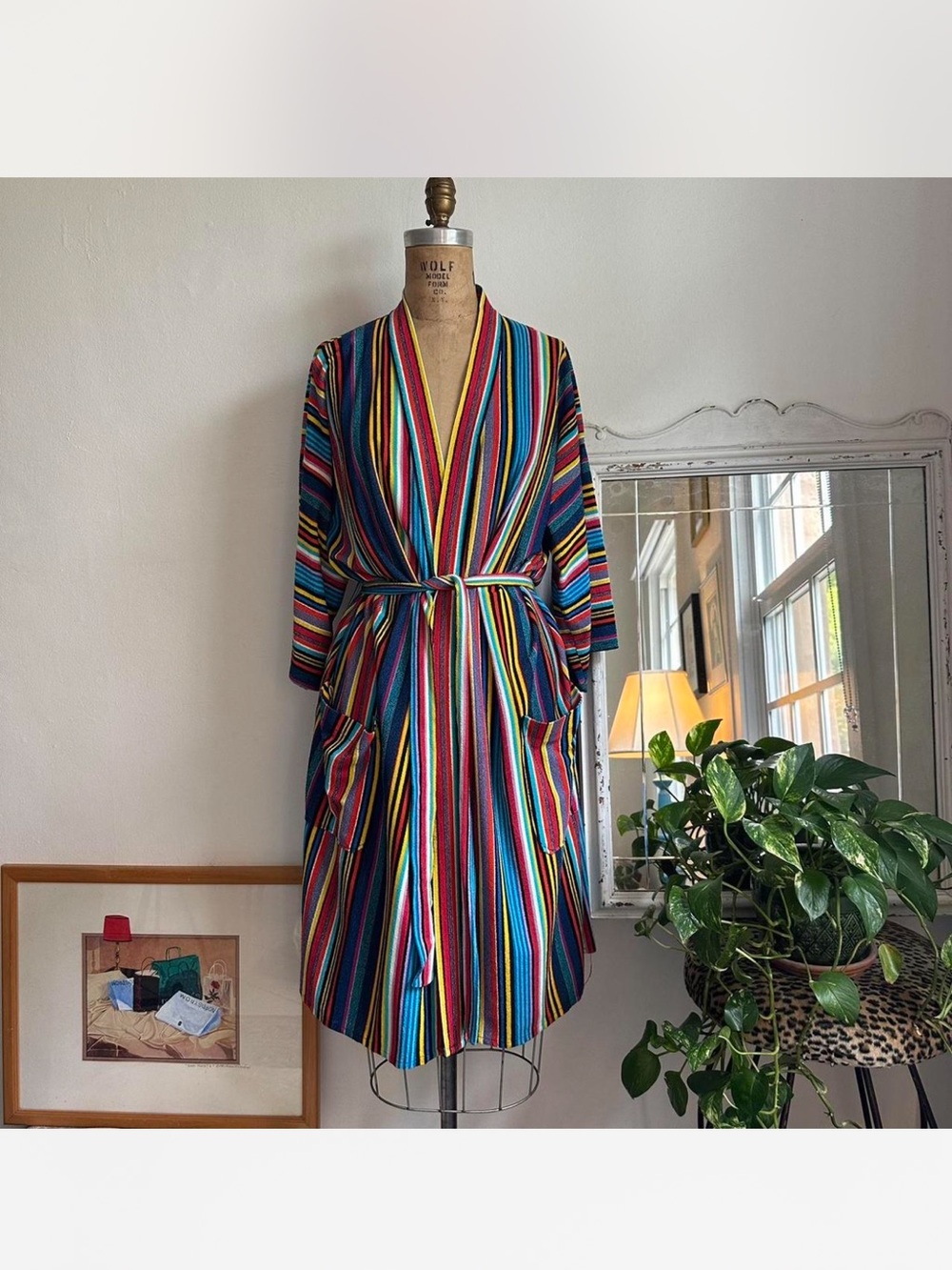 Vintage Striped Terry Robe w/ Belt